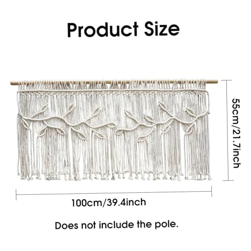 Cortinas de macramé de algodón de 90x55 cm para ventanas y cenefa bohemia de salón 7