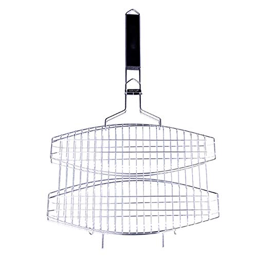 Grilling Basket for FIshs, BBQ Stainless Steel Portable Barbecue Tools Barbecue Fish Net Outdoor Barbecue Clip with Heat Resistant Handle for Outings Camping Parties