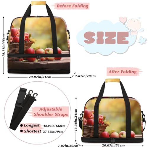 Large Weekender Overnight Bags Fruit Fruit Basket Apple Travel Duffel Bag for Women Men Gym Bag With Shoe Compartment Foldie Travel Tote Bag Carry On Personal Item Bag for Travel Gym Sports2