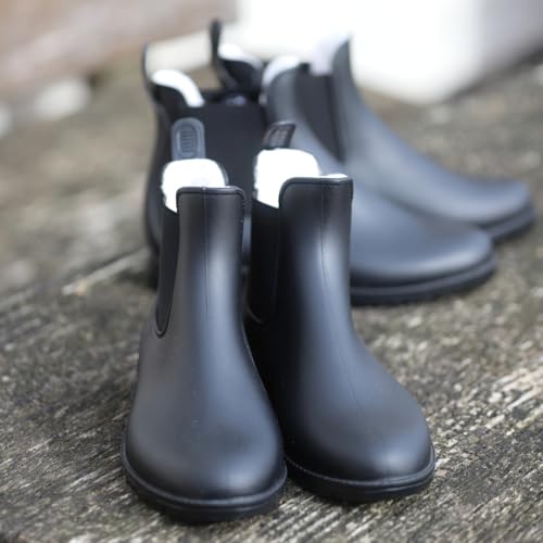 RL24 - Winter Jodhpur Gummistiefeletten Basicline – Gummistiefel Damen & Herren – wasserdichte Stiefeletten mit Teddyfutter – Regenstiefeletten in schwarz – Chelsea Boots in Größe 39
