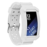 Moretek Silicone Bracelet Replacement Band Strap for Samsung Gear Fit2 & Fit2 Pro Tracker Smartwatch (New White)