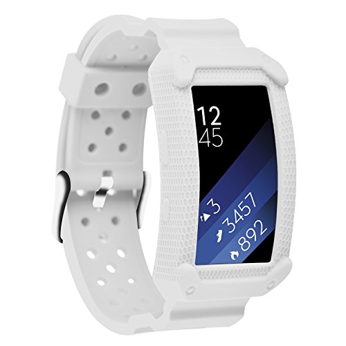 Moretek Adjustbable Wrist Replacement Band for Samsung Gear fit2 and Gear Fit2 Pro Smart Watch Fitness Strap Accessory (NewWhite)