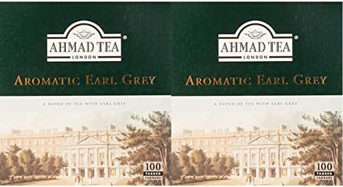 Ahmad Tea Black Tea, Earl Grey Aromatic Teabags, 100 ct - Caffeinated and Sugar-Free (Pack of 2)