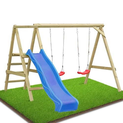 Gartenpirat Premium Schaukelgestell Typ 4.2 mit Rutsche blau Zwei...