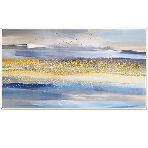 Art mural minimaliste en feuille d'or 50x100 cm grand format moderne sans cadre