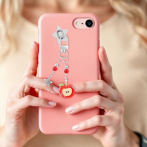 DOPENSPI 4PCS Cute Apple Keychain, Aesthetic Cute Phone Charms Y2k Apple Phone Charm Bag Charms Fruit Accessories Gifts for Women Keys Bags Camera