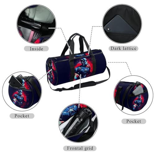 For Captain America Carry-on Weekender Sports Bag - 17.7 Inches - Interior Zipper Pocket - Large Capacity - for Gym, Travel, and Adventures2