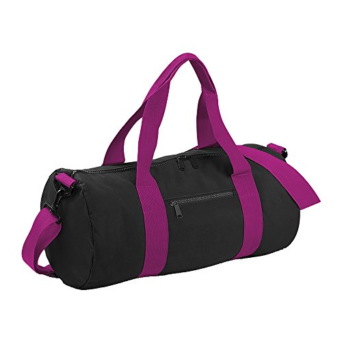 BagBase Plain Varsity Barrel/Duffle Bag (20 Litres) (Pack of 2) (One Size) (Black/Fuchia)