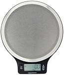 Amazon Basics Digital kitchen scales with LCD display (with batteries), Black and Stainless Steel, BPA free, Weighs up to 11 pounds