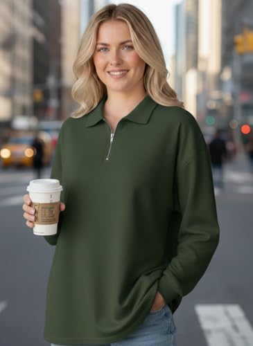 Image of Mack Jonney Women's Ribbed Zip Polo T-Shirt | Full Sleeve Collared Top | Camel Beige Casual Sweatshirt | Regular Fit-M7403