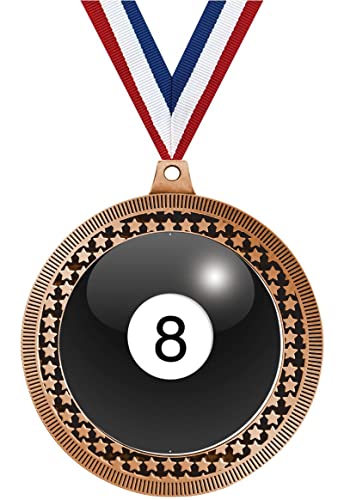 2.75" Billiards 8 Ball Medal Awards, Bronze Vega Billiards 8 Ball Team Trophy Awards Includes Free Neck Ribbon 100 Pack Prime