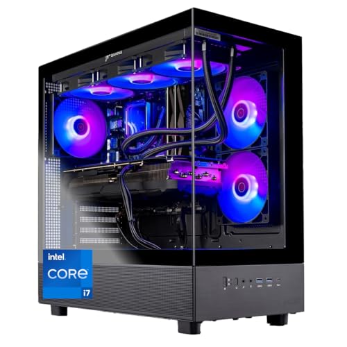 Skytech Gaming Azure 3 Desktop PC, Intel i7 14700F 2.1 GHz (5.3GHz Turbo), NVIDIA RTX 5060 Ti 16GB, 1TB Gen4 NVMe SSD, 32GB DDR5 RAM 6000 RGB, 850W Gold ATX 3 PSU, 360mm ARGB AIO, Wi-Fi, Win 11