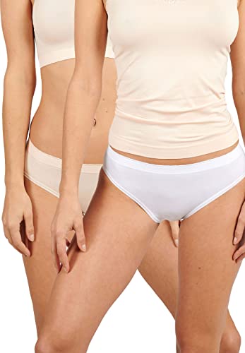 Billet Doux Pacote de 2 Slips (pacote de 2) para mulher, Blush + branco
