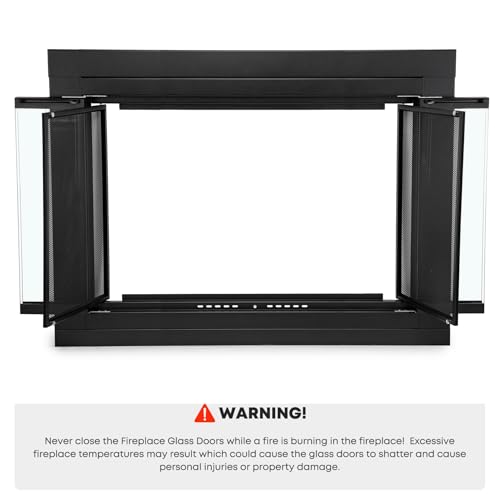 Image of Stanbroil Fireplace Glass Bi-fold Style Door, Black, Large