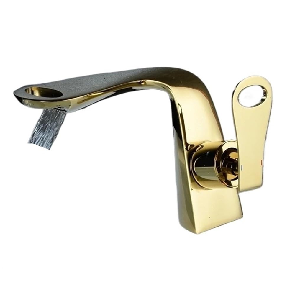 Basin Faucet Waterfall Faucet Waterfall Faucet Single Handle Deck Vanity Sink Mixer Water Taps XT838(Gold)