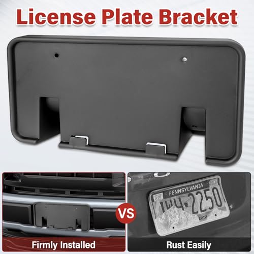 Image of License Plate Bracket Accessories for Ford F250 F350 F450 F550 Super Duty 1999-2004, Excursion 2000-2004 Front Bumper License Plate Holder Replacement Frame Black Mount