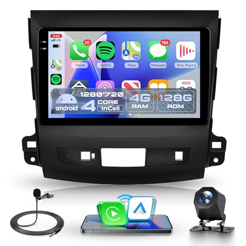 4G+128G Sans Fil Carplay Android Autoradio pour Mitsubishi Outlander 2/Peugeot 4007/Citroen C-Crosser 9 Pouces Incell Écran Autoradio Android Auto GPS Navi...