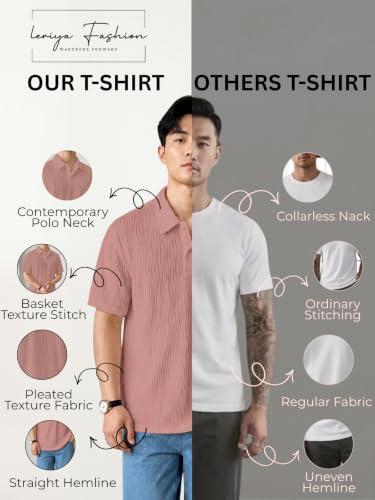Image of Leriya Fashion Cotton T-Shirt for Men - Soft Breathable Fabric | Regular Fit Half Sleeve Collar Tee for Summer Casual Wear (Available in Plus Size)