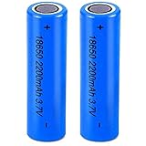 3.7V Li-ion 18650 Rechargeable Battery, 2200mAh Full Capacity 18650 Rechargeable Batteries Lithium ion Battery Durable Battery, Used for LED Flashlight, Electronic Devices etc（Flat Head , 2 Pack）