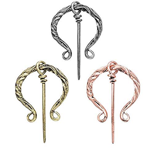 SUNNee Medieval Viking Penannular Brooch Norse Cloak Shawl Scarf Pins Badge Holder Women Men Clothing Fasteners (Type3)