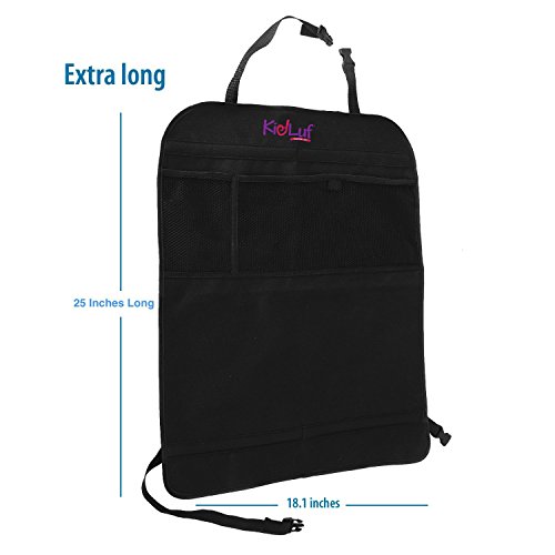 Kidluf Kick Mats, Car Kick Mats With Organizer - Premium Thick Waterproof Quality Seat Back Protectors - Extra Long Size With Adjustable Straps - Car Seat Back Protectors (2 Pack) #TOP4