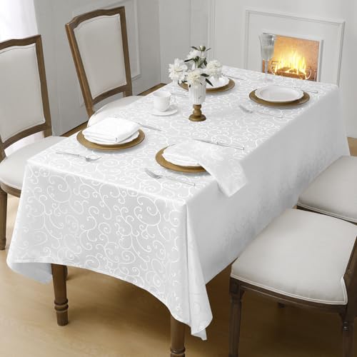 Nappe blanche rectangulaire抗污防水面料 140x240 cm lavable Romanstile
