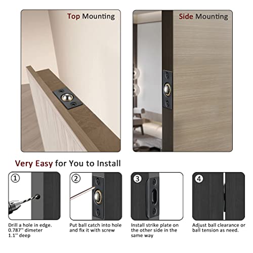 image for JQK Closet Door Ball Catch Hardware, Stainless Steel Catch Adjustable 