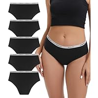 Bobelle Wear Unterhosen Damen, 5er Pack Baumwolle Slip Damen Bequeme Atmungsaktiv Hipster Panties Weiche Unterwäsche Frauen (Schwarz, M)