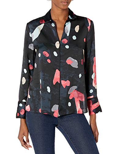 NIC+ZOE Women's Kaleidoscope Blouse, Black Multi, XXL