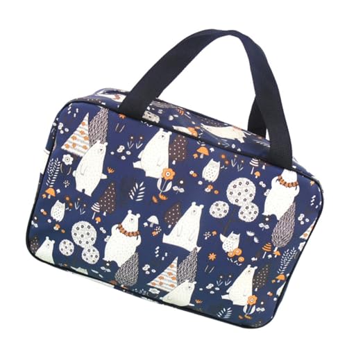 EXQUIMEUBLE 大容量防水便携洗面バッグ 折りたたみ式 北極熊柄 トートプ お風呂や旅行に バス用品収納可能