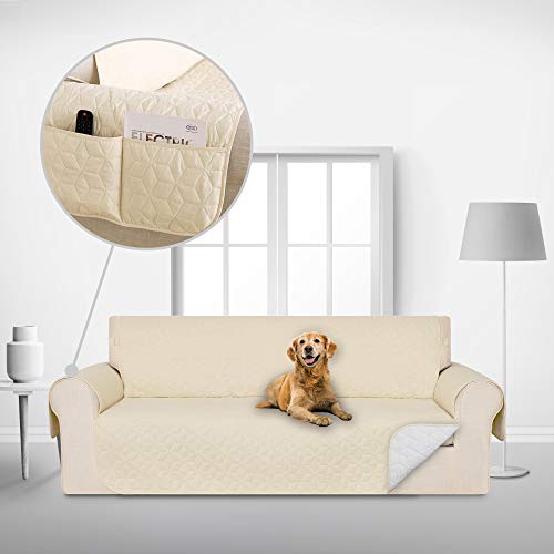 Deconovo Housse de Clic Clac Canape 3 Places pour Salon Antidérapant Matelasse Jeté de Canapé Beige Protège Canapé 173x190cm