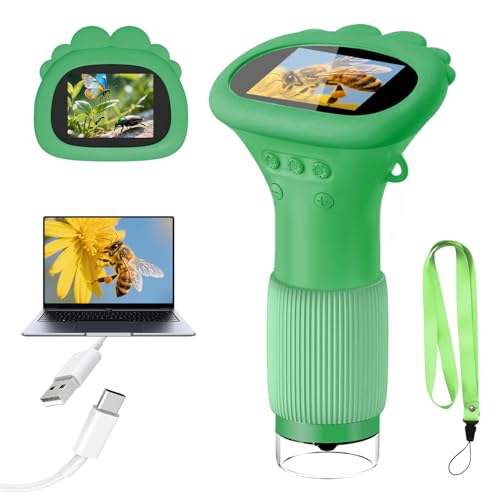 Image of Acoath Microscope for Kids, 1000X Handheld Digital Miniscope with 2.0 inch Screen, Portable Pocket Microscope Education Toys Birthday Gifts for Age 3 4 5 6 7 8 9 10 Girls Boys-Green