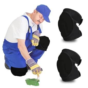 POWERTEC 71878 Knee Pads – 1 Pair For Work, Flooring, Gardening | Gel Cushion, Adjustable, Black