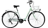 CLOOT Bicicleta Paseo Urbana con Portaequipajes 6 Velocidades Comoda Uso Diario Cuadro Bajo Acceso Fácil Estilo Clásico Postura Erguida Ligera Confortable Hombre Mujer 26 Pulgadas 1.55-1.78m (Verde)