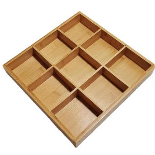 Gediio 仕切り皿 9分割 木製 竹 トレイ 野菜 盛り合わせ キッチン レストラン スナック皿