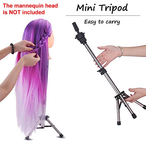 Mini Tripod Stand Holder Adjustable Cosmetology Hairdressing Training Head Mannequin Tripod - Thumbnail 2