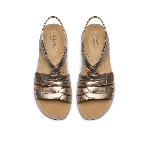 Clarks Collection Women's Maelynn Paige Wedge Sandal, Gold Metallic Synthetic, 9 Medium US by Clarks - Used condition - Image 8