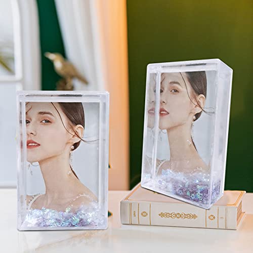 Sh.dream 3 Inch Glitter Snow Frame Photo Deaktop Decro Picture Shake For 2X3 Mini Photo Frame (Purple) #TOP2