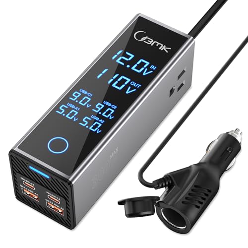 BMK BMK 300W Car Power Inverter with 12V to 110V Dual AC Outlets & 4 Fast USB Ports (QC3.0 & PD),...