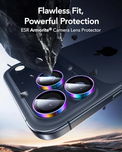 Image of V Mobite inchCamera Lens Protection Ring Compatible with iPhone 16 Pro / iPhone 16 Pro Max, Aluminum Alloy Scratch Resistant Camera Guard, Ultra-Thin Metal Ring Cover, Anti-Fingerprint, Case Friendly inch Rainbow