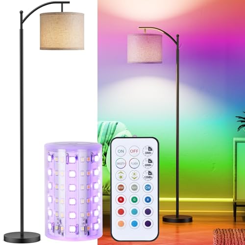 Battery Operated Floor Lamp, RGB Dimmable Cordless...
