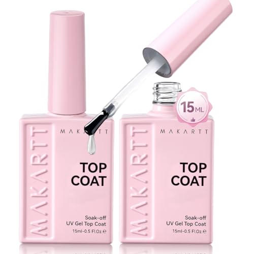 Makartt Gel Top Coat: 2 PCS 15ml No Wipe Top Coat Gel Nail Polish Upgrade Diamond-Shine Long-Lasting Clear Gel Polish Soak Off UV LED Lamp Needed Home DIY Gift Women