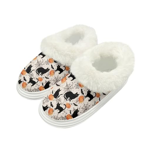 GIFTPUZZ Fuzzy Slippers Comfy Autumn Winter Indoor Outdoor Slippers with Anti-Skid Sole and Plush Collar Size 5.5-12.5