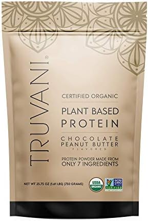 Truvani Plant Based Protein Powder - Chocolate Peanut Butter USDA Certified Organic Protein Powder - Vegan, Non-GMO, Dairy, Soy & Gluten Free (1pk, 20 Servings)