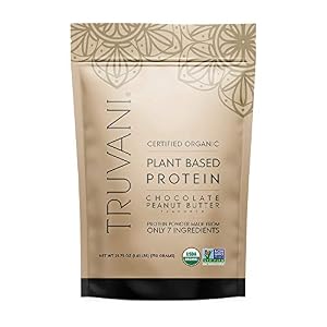 Truvani Vegan Chocolate Peanut Butter Protein Powder – 20g Plant-Based Protein, Gluten/Dairy Free