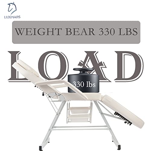 Luxmars Facial Chair, Massage Bed Tattoo Chair Salon Bed With Hydraulic Stool For Professional Massage Facial Lash Beauty Treatment Spa, White #TOP1