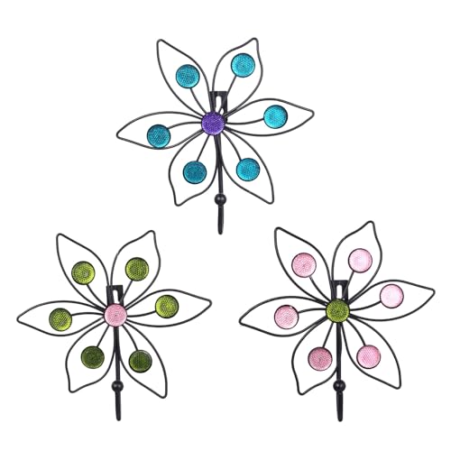 Gadpiparty Ganchos de Hierro Forjado Dobles para Abrigos y Sombreros, Juego de 3 Piezas Diseño de Pétalos, Capacidad de Carga Fuerte para Decoración de Pared en Hogar y Color Aleatorio
