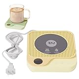 カップウォーマー 焼き切れ防止自動断電 3段階調温 ディスプレイ付きスマートヒートキープ コップ保温器 コーヒーウォーマー 保温コースター (黄 110V)