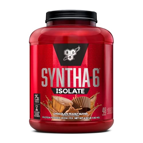 Image of BSN SYNTHA-6 Isolate, Peanut Butter Post Workout Protein Powder for Muscle Gain, Whey Protein Isolate, Milk Protein Isolate, Essential Amino Acids, Chocolate Peanut Butter, 4.02 Pounds, 48 Servings