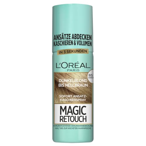 LOréal Paris Ansatz-Kaschierspray für stufenlose und natürliche Übergänge Kaschiert Ansätze bis zur nächsten Haarwäsche Magic Retouch Dunkelblond bis Hellbraun 1 x 75 ml